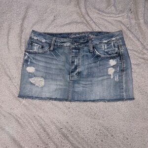 American Eagle Outfitters Women's Ripped Denim Mini Skirt - Blue